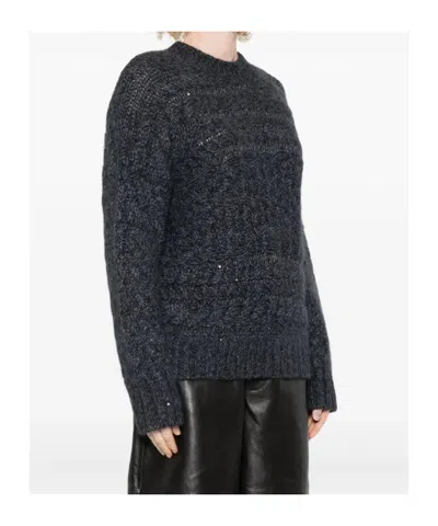 Eleventy Cable-knit Sequin-embellished Sweater In Black
