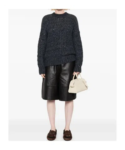 Eleventy Cable-knit Sequin-embellished Sweater In Black