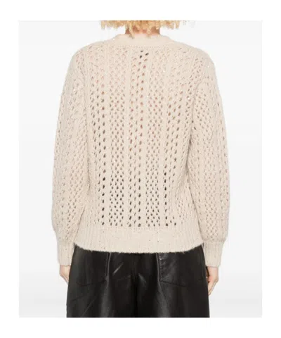 Eleventy Sequin-embellished Open-knit Sweater In Brown