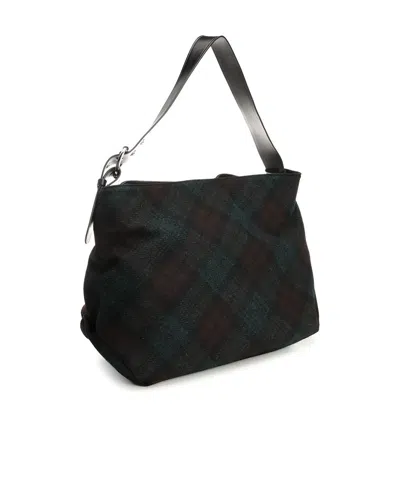 Vivienne Westwood Maxime Large Shoulder Bag Harris Tweed Check Dark-check In Black