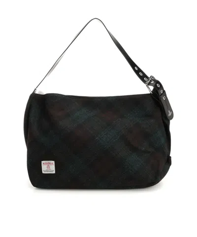 Vivienne Westwood Maxime Large Shoulder Bag Harris Tweed Check Dark-check In Black