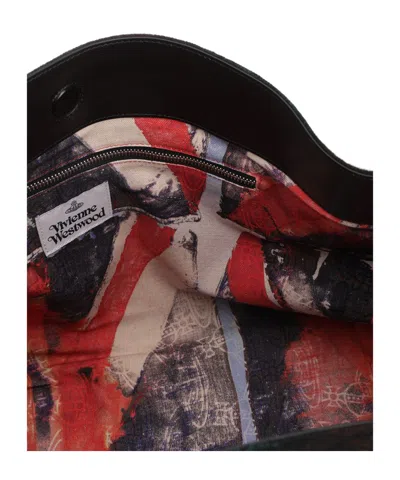 Vivienne Westwood Maxime Large Shoulder Bag Harris Tweed Check Dark-check In Black