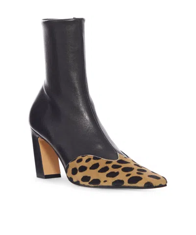 Khaite Nevada 85 Calf Hair And Leather Ankle Boots In Black
