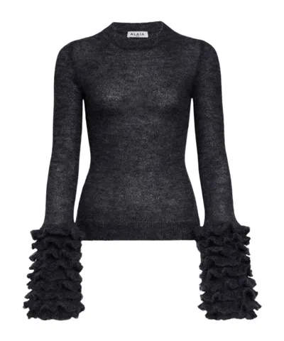 Alaïa Alaia Women Ruffled Sweater In Black