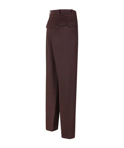Elisabetta Franchi Tailored Brown Trousers With High Waist And Decorative Pockets In Brown