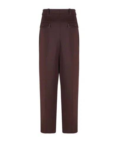 Elisabetta Franchi Tailored Brown Trousers With High Waist And Decorative Pockets In Brown