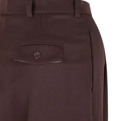 Elisabetta Franchi Tailored Brown Trousers With High Waist And Decorative Pockets In Brown
