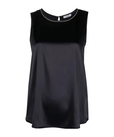 Peserico Silk Embellished Shell In Black