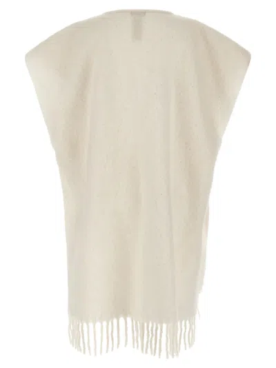 Peserico Sequin-embellished Fringed Cape In Brown