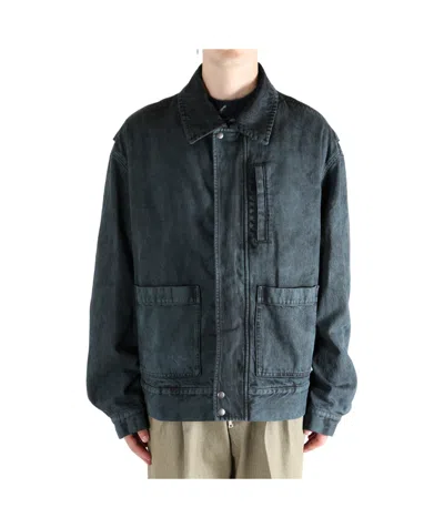 Dries Van Noten Black Patch Pocket Denim Jacket In Blue