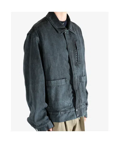 Dries Van Noten Black Patch Pocket Denim Jacket In Blue