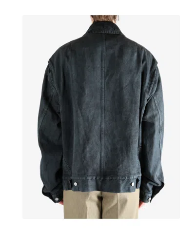 Dries Van Noten Black Patch Pocket Denim Jacket In Blue