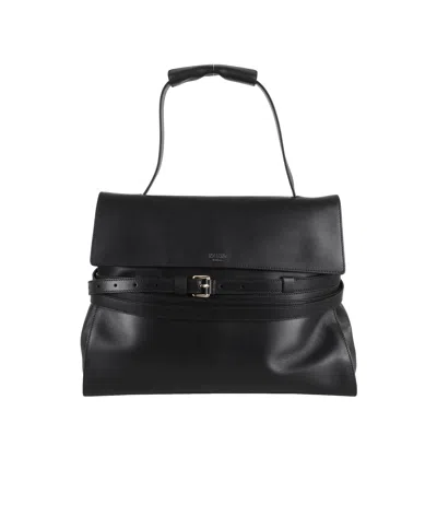 Moschino Tie Me Shoulder Bag In Black