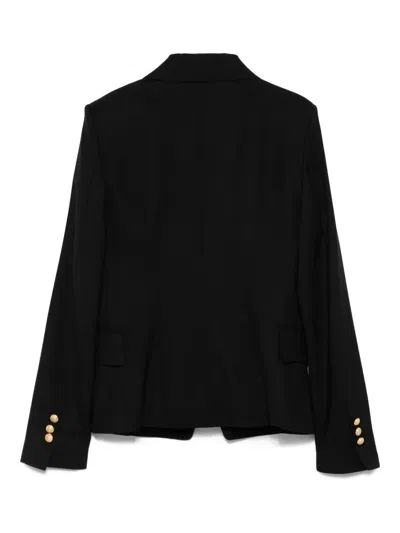 Balmain Embossed-button Double-breasted Blazer In Black