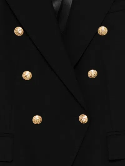 Balmain Embossed-button Double-breasted Blazer In Black