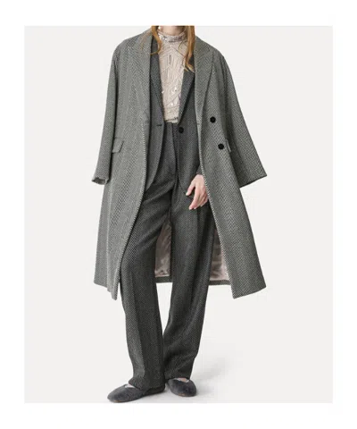 Forte Forte Herringbone Pattern Coat Flap Pockets In Gray
