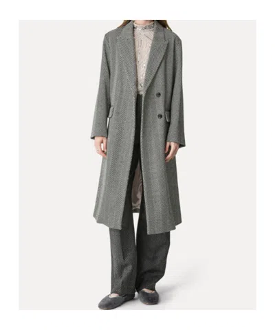 Forte Forte Herringbone Pattern Coat Flap Pockets In Gray