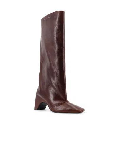 Coperni Bridget 90 Leather Knee-high Boots In Brown