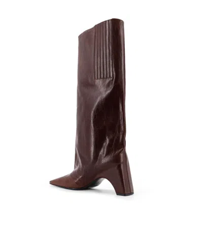 Coperni Bridget 90 Leather Knee-high Boots In Brown