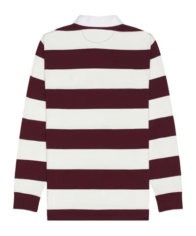 Polo Ralph Lauren Classic Fit Burgundy/cream Striped Polo Shirt In White