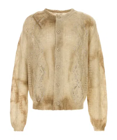 Magliano Crystal Embellished Cardigan In Brown