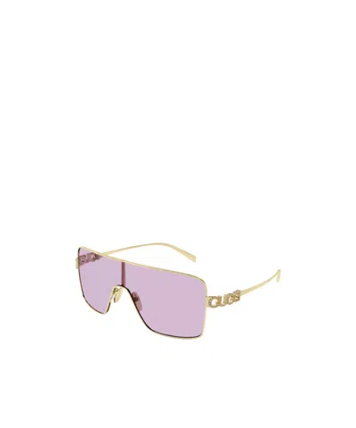 Gucci Gg1936s Linea Name Of Brand 005 Gold Violet Sunglasses In Pink