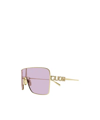 Gucci Gg1936s Linea Name Of Brand 005 Gold Violet Sunglasses In Pink