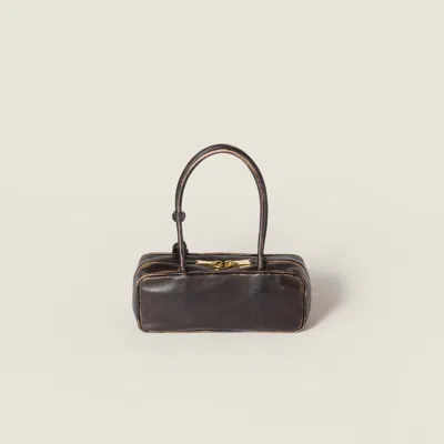 Miu Miu Small Nappa Leather Shoulder Bag In Brown
