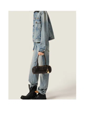 Miu Miu Small Nappa Leather Shoulder Bag In Brown