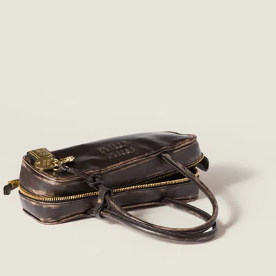 Miu Miu Small Nappa Leather Shoulder Bag In Brown