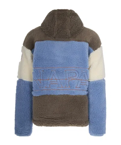 Napapijri Colorblock Fleece Giubbino With Adjustable Hem In Blue