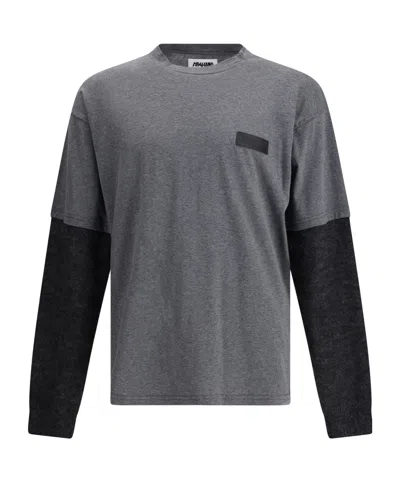 Magliano Double-sleeved Cotton Trauma T-shirt In Gray