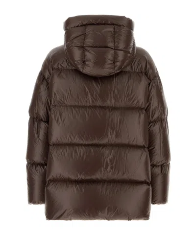 Jil Sander Chocolate Nylon Down Jacket In Brown