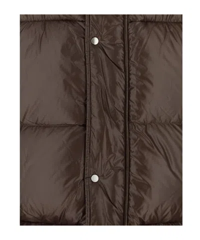 Jil Sander Chocolate Nylon Down Jacket In Brown