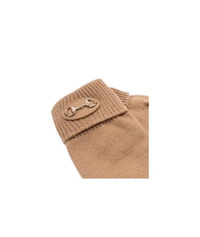 Gucci Nude Wool Glove In Brown