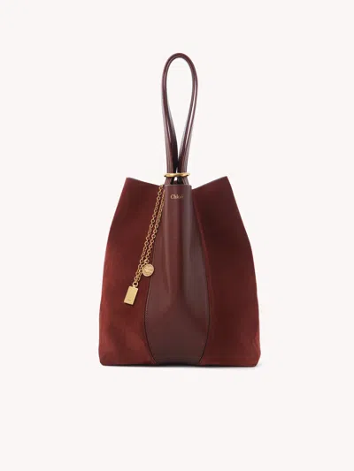 Chloé Borsa Shopping Chloè Spin Bordeaux In Pelle E Pelle Scamosciata  Donna In Brown