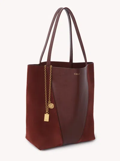 Chloé Borsa Shopping Chloè Spin Bordeaux In Pelle E Pelle Scamosciata  Donna In Brown