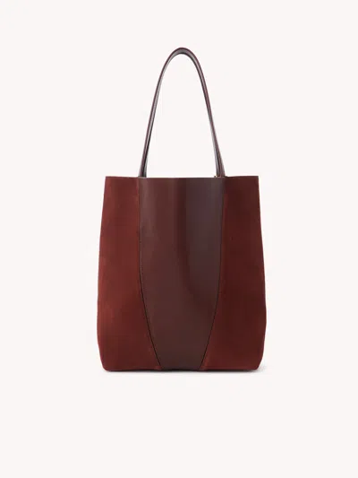 Chloé Borsa Shopping Chloè Spin Bordeaux In Pelle E Pelle Scamosciata  Donna In Brown