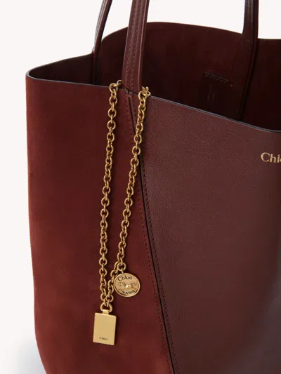Chloé Borsa Shopping Chloè Spin Bordeaux In Pelle E Pelle Scamosciata  Donna In Brown