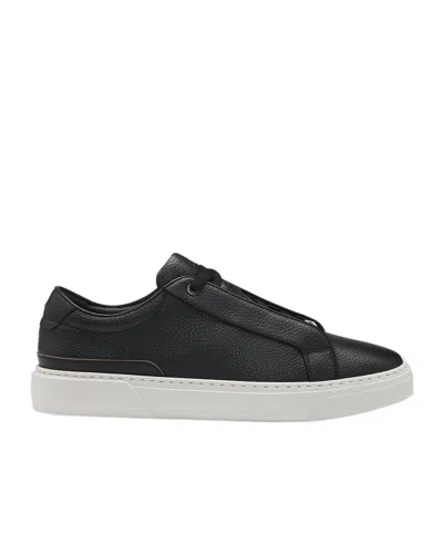 Hugo Boss Round Toe Low-top Casual Shoes In Black