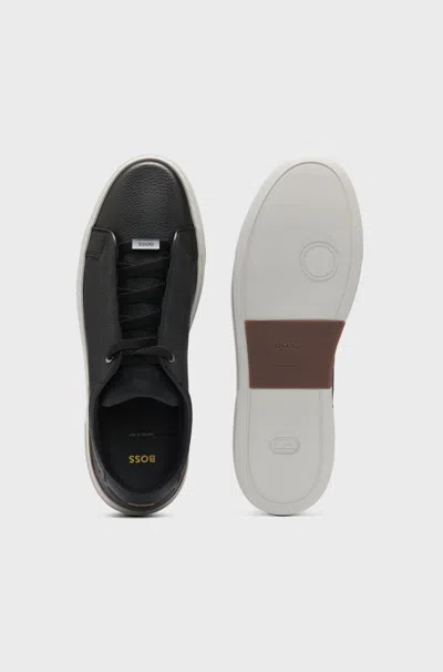 Hugo Boss Round Toe Low-top Casual Shoes In Black