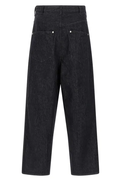 Comme Des Garçons Garment-dyed Black Rigid Denim Wide Leg Jeans In Black