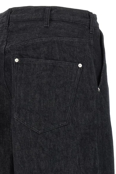 Comme Des Garçons Garment-dyed Black Rigid Denim Wide Leg Jeans In Black