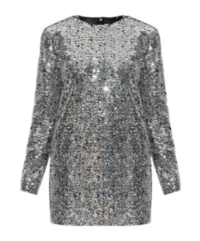 Isabel Marant Heliane Embellished Tulle Mini Dress In Silver