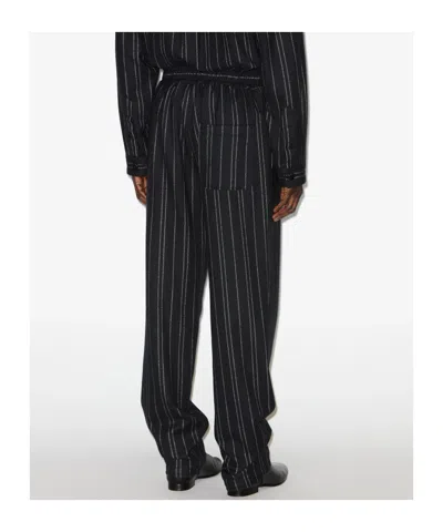 Isabel Marant Isaki Pinstripe Drawstring Trousers In Black