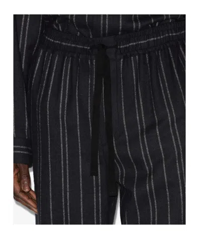 Isabel Marant Isaki Pinstripe Drawstring Trousers In Black