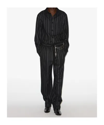 Isabel Marant Isaki Pinstripe Drawstring Trousers In Black