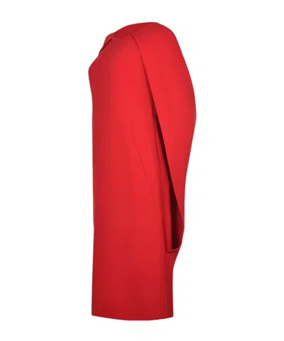 Alberta Ferretti Women Red Long Dress With Hooded Sleeves And Cut Out On The Back In Fabric Woman