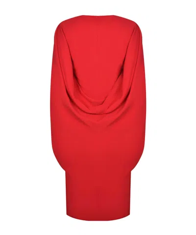 Alberta Ferretti Women Red Long Dress With Hooded Sleeves And Cut Out On The Back In Fabric Woman