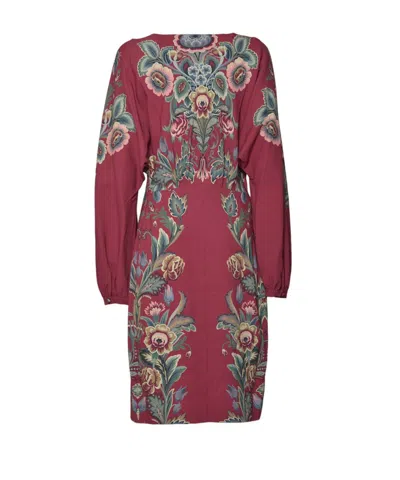 Etro V-neck Floral Dress In Brown